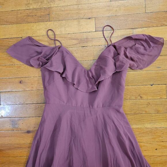 Anthropologie Jenny Yoo Mila Dress Cold Shoulder Maxi Gown Size 2 - Picture 3 of 10